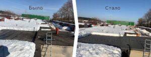 Ремонт рубероидной кровли на гараже зимой